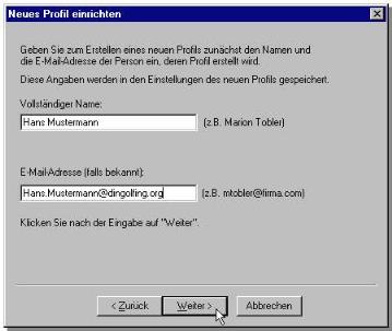 neues Profil einrichten