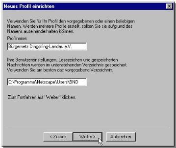 neues Profil einrichten