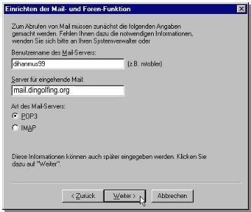 e-mail einrichten